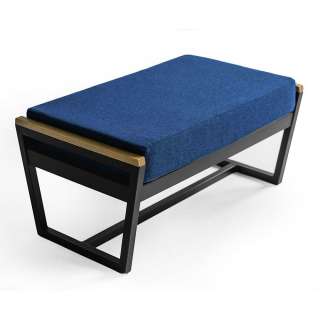 Lounge Sitzhocker in Blau Webstoff modern