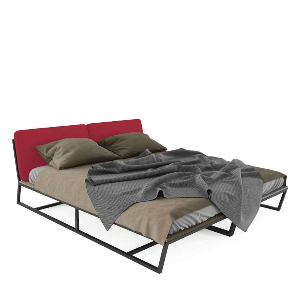 Design Bett in Rot und Schwarz Polsterkopfteil