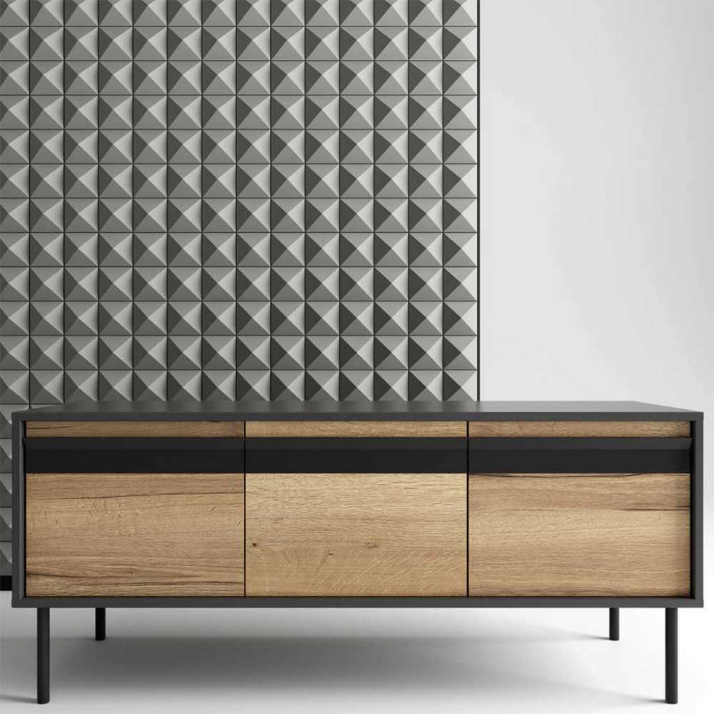 Design Sideboard in Anthrazit und Eiche Optik 50 cm tief