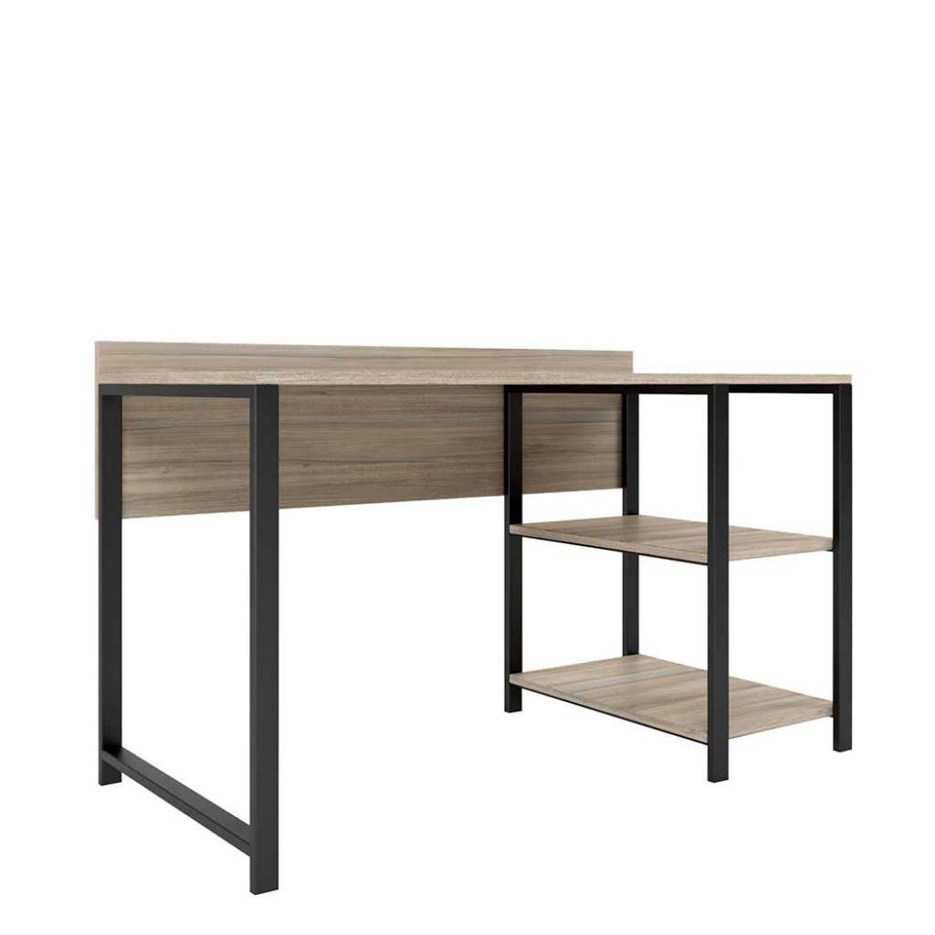 Edv Tisch mit Eiche Grey Wash furniert Seitenregal