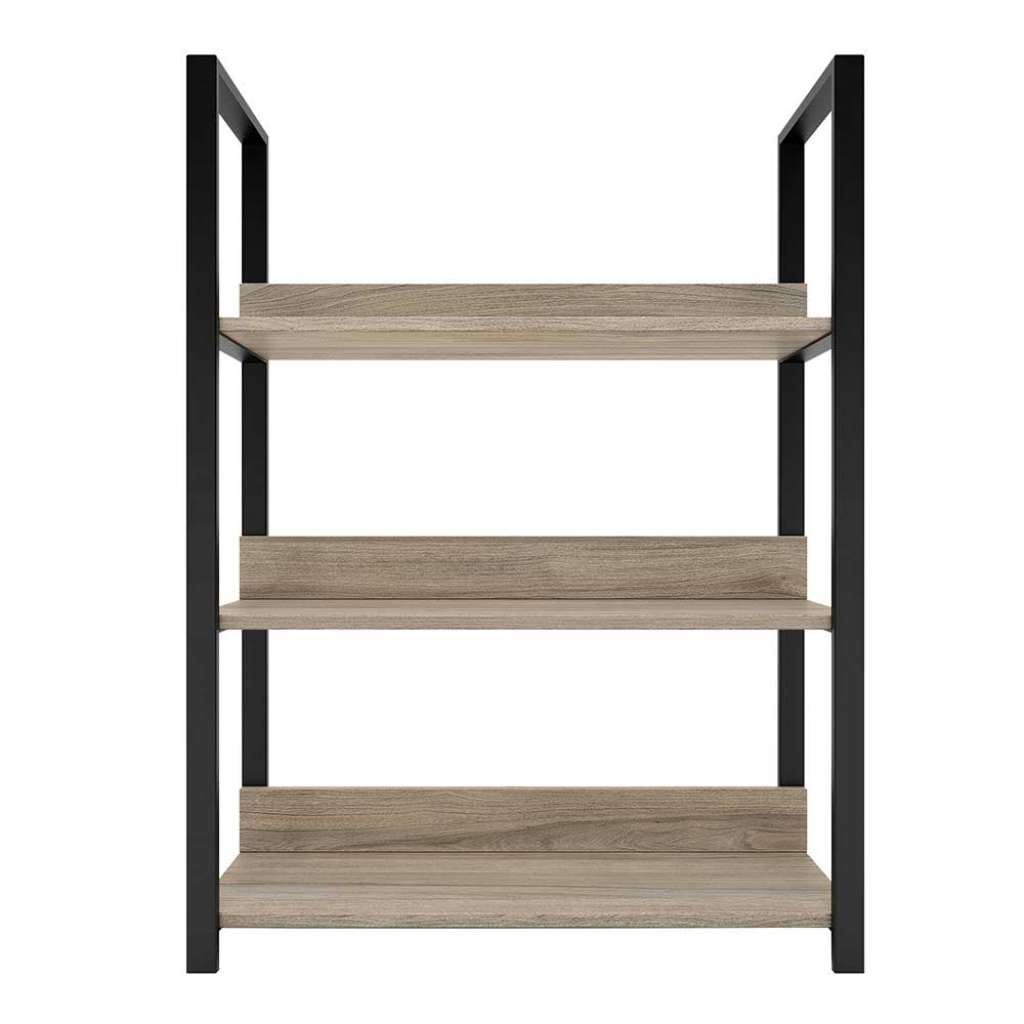 Wohnzimmer Regal aus Stahl Eiche Grey Wash furniert