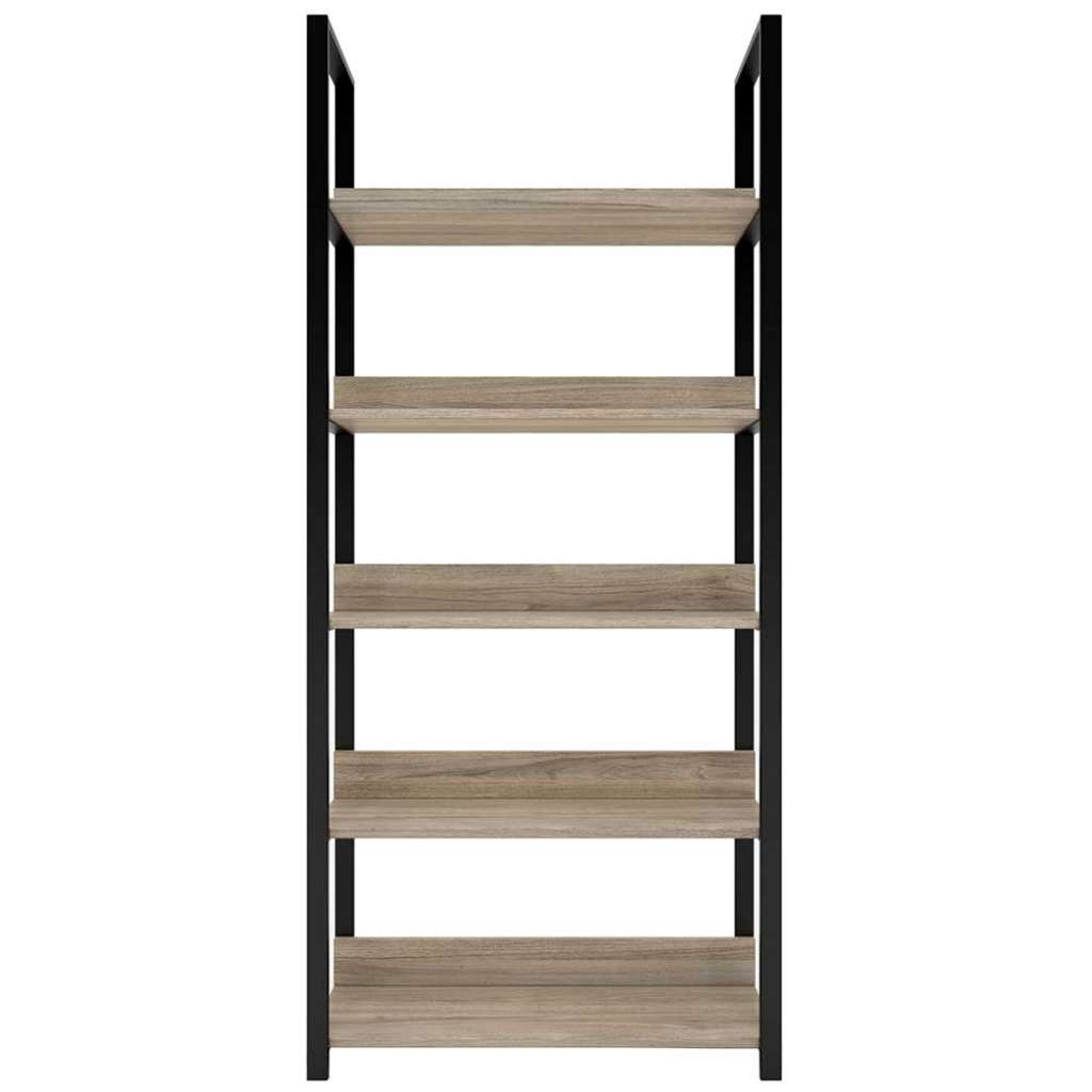 Bücherregal aus Stahl Schwarz Eiche Grey Wash furniert