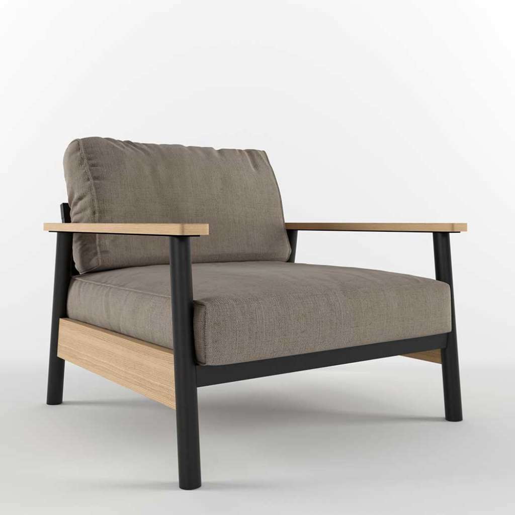 Einzelsessel in Beige Webstoff 70 cm hoch