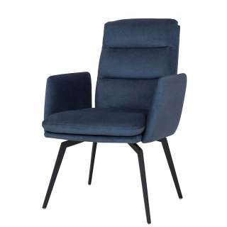 Esszimmer Polsterstühle in Blau Microvelour Armlehnen (2er Set)