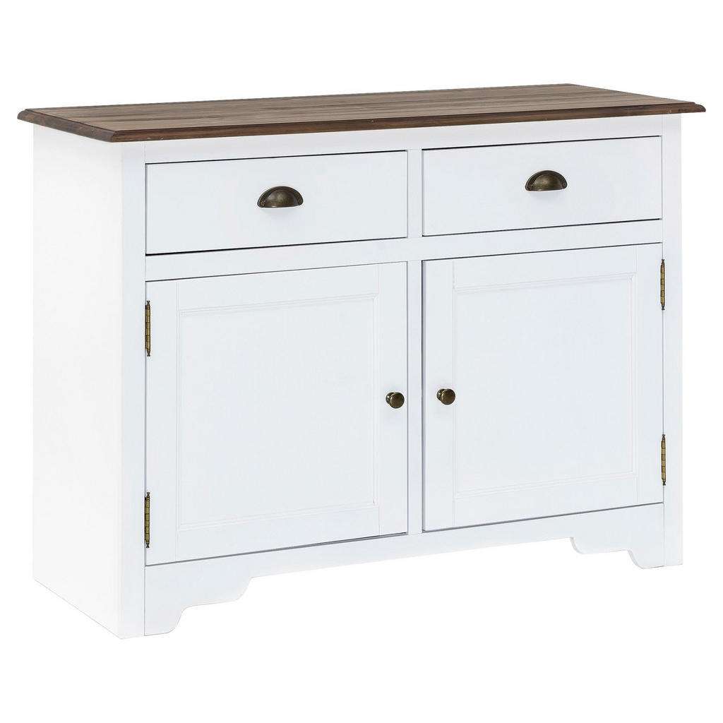 Carryhome SIDEBOARD Kiefer massiv lackiert Weiß, Braun