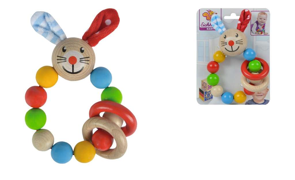 Eichhorn Holzgreifling Hase  Heros ¦ mehrfarbig ¦ Buche massiv Ohren aus Plüsch Füllung der Ohren aus Blisterfolie Baby > Spielen > Lernspielzeug - Höffner