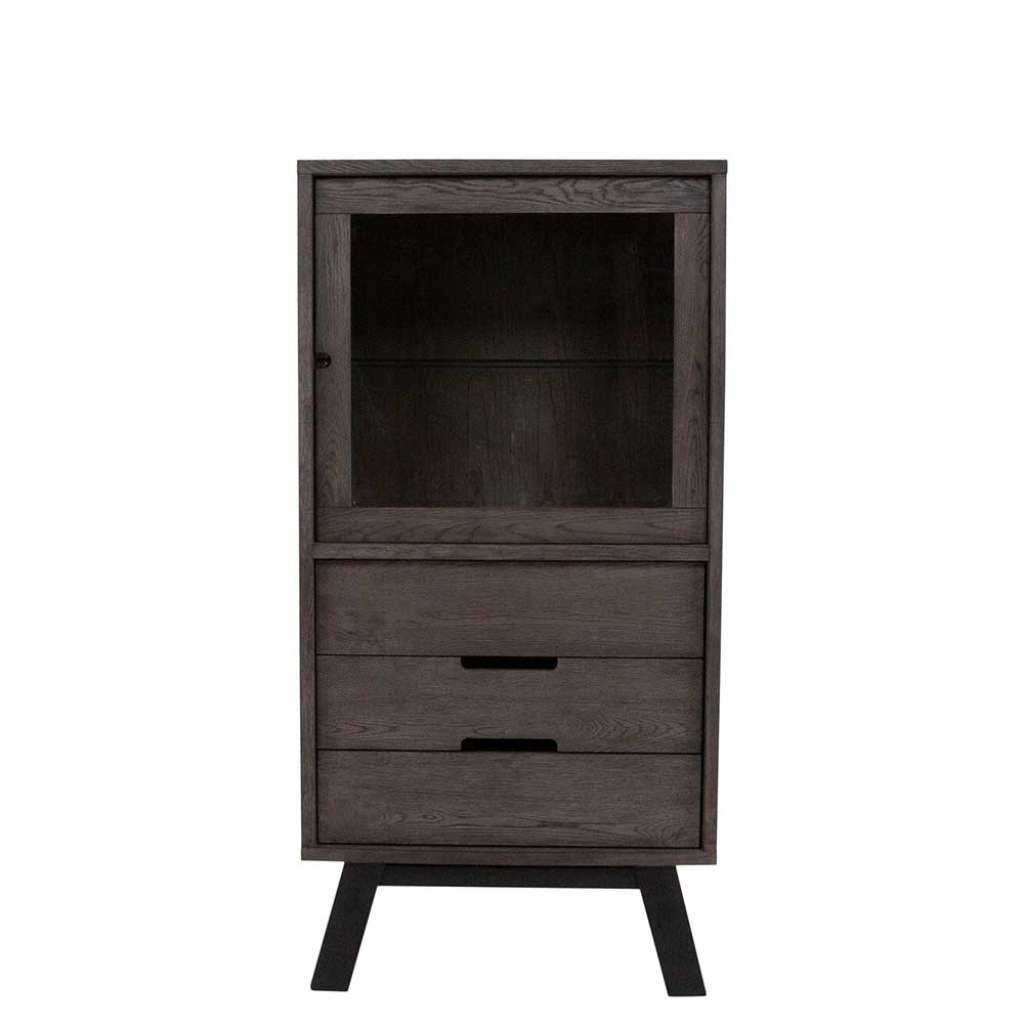 Standvitrine mit Eiche Grau furniert modern