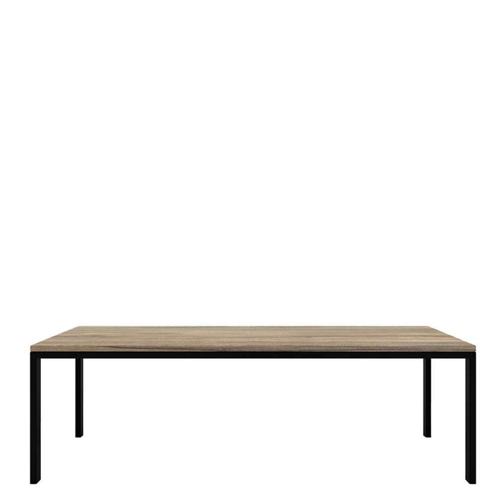 Designercouchtisch mit Eiche Grey Wash furniert 4-Fußgestell aus Stahl