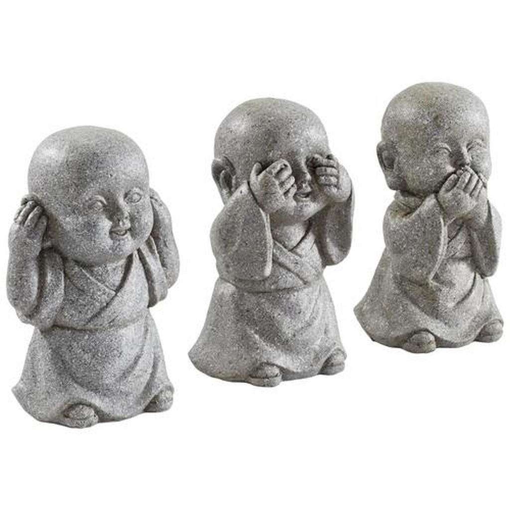 XXXL BUDDHA STATUE 3ER SET, Grau