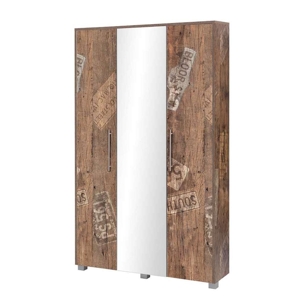 Garderobenschuhschrank 175 cm hoch Braun Grau
