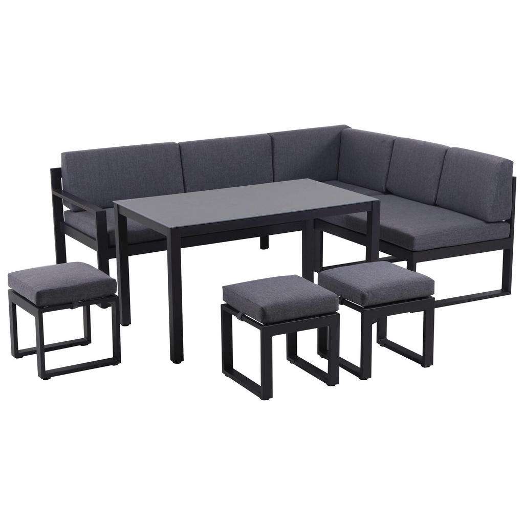 Amatio DINING-LOUNGESET Weiß Aluminium, Stahl