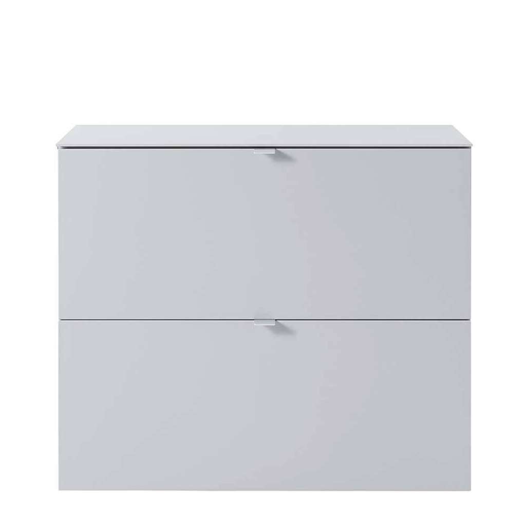 Schuh Klappenschrank in Lichtgrau 100 cm breit