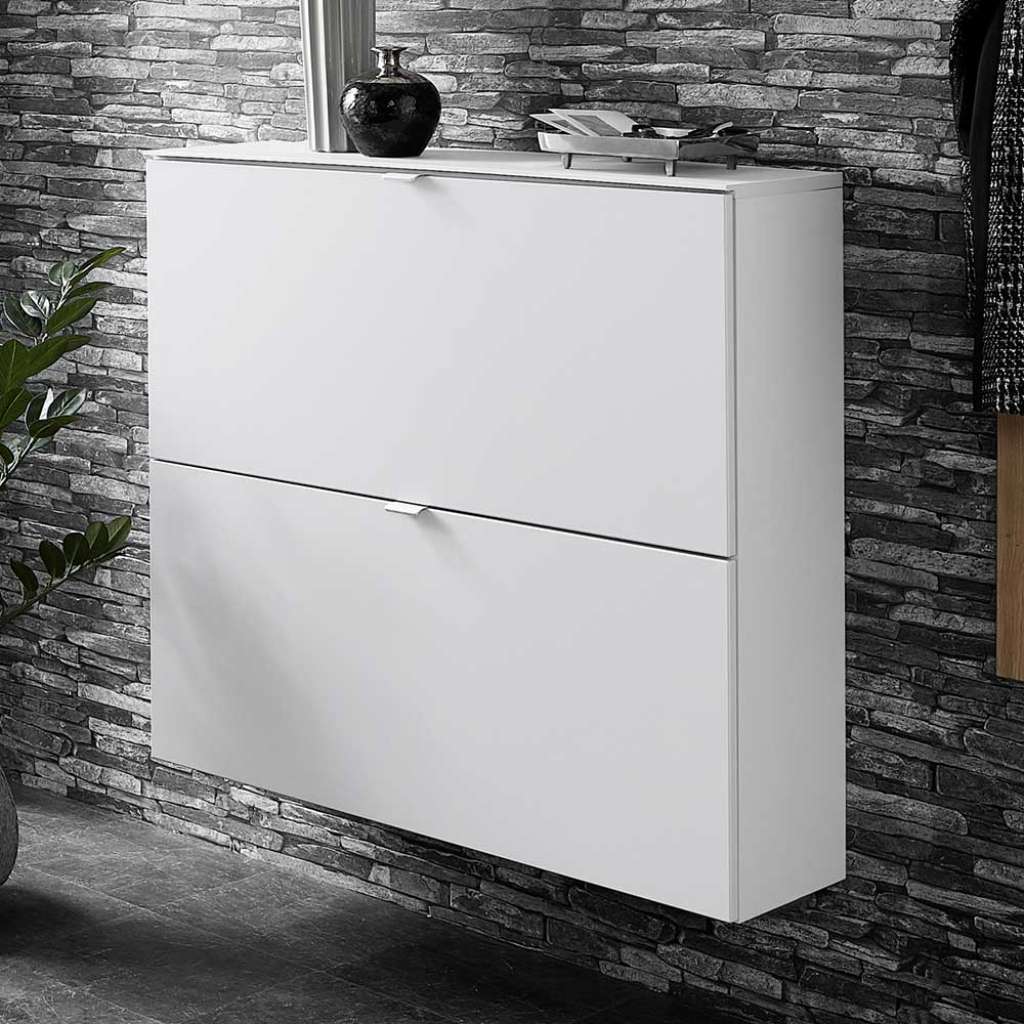 Garderobenschuhschrank in Weiß lackiert 100 cm breit