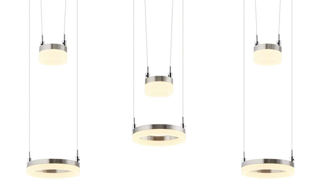 ML LED-Pendelleuchte, 6-flammig, nickel matt ¦ silber ¦ Maße (cm): B: 15 H: 150 Lampen & Leuchten > LED-Leuchten > LED-Pendelleuchten - Höffner