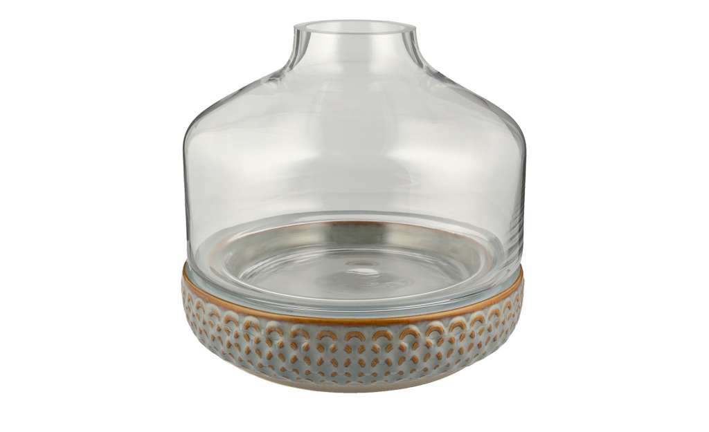 Vase mit Steinboden ¦ grau ¦ Steingut, Glas  ¦ Maße (cm): H: 22 Ø: [22.5] Dekoration > Vasen - Höffner
