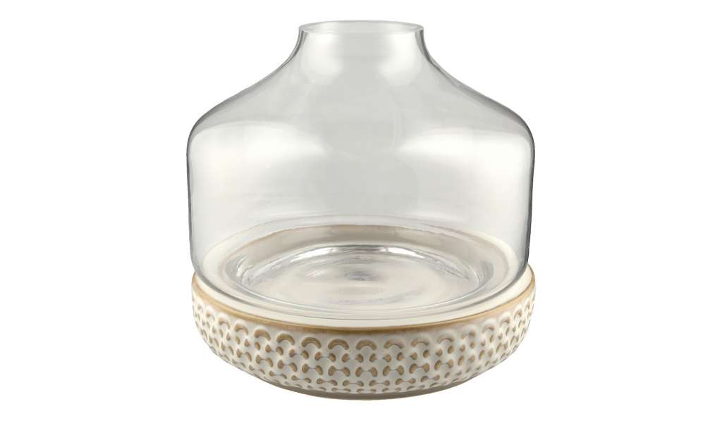 Vase mit Steinboden ¦ transparent/klar ¦ Steingut, Glas  ¦ Maße (cm): H: 22 Ø: [22.5] Dekoration > Vasen - Höffner