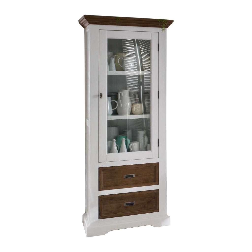 Vitrine Fleur 185 cm Hoch in Weiß Braun