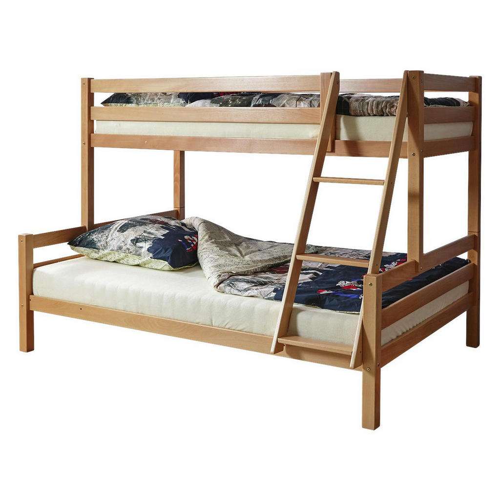 Carryhome ETAGENBETT Buche massiv 140/200 cm Mehrfarbig