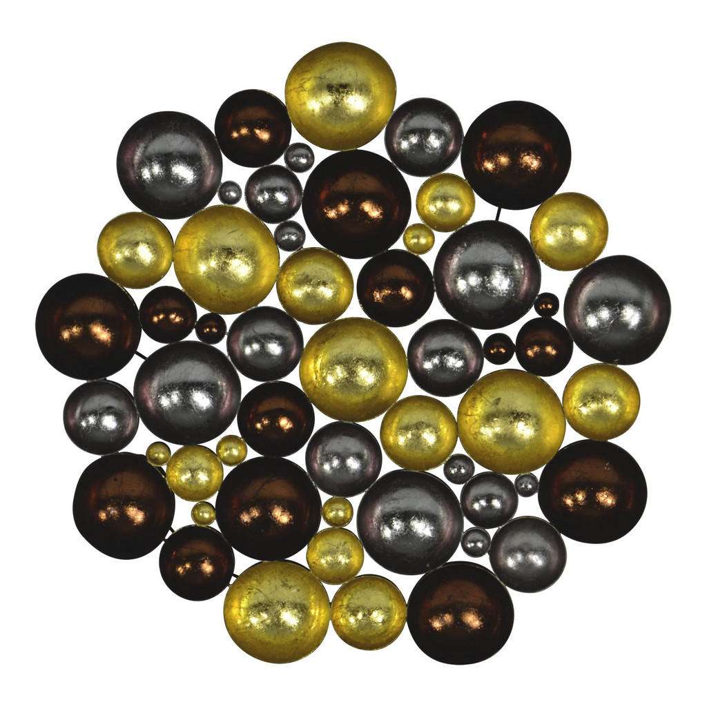 XXXL WANDDEKO Metall, Grau, Gold, Orange