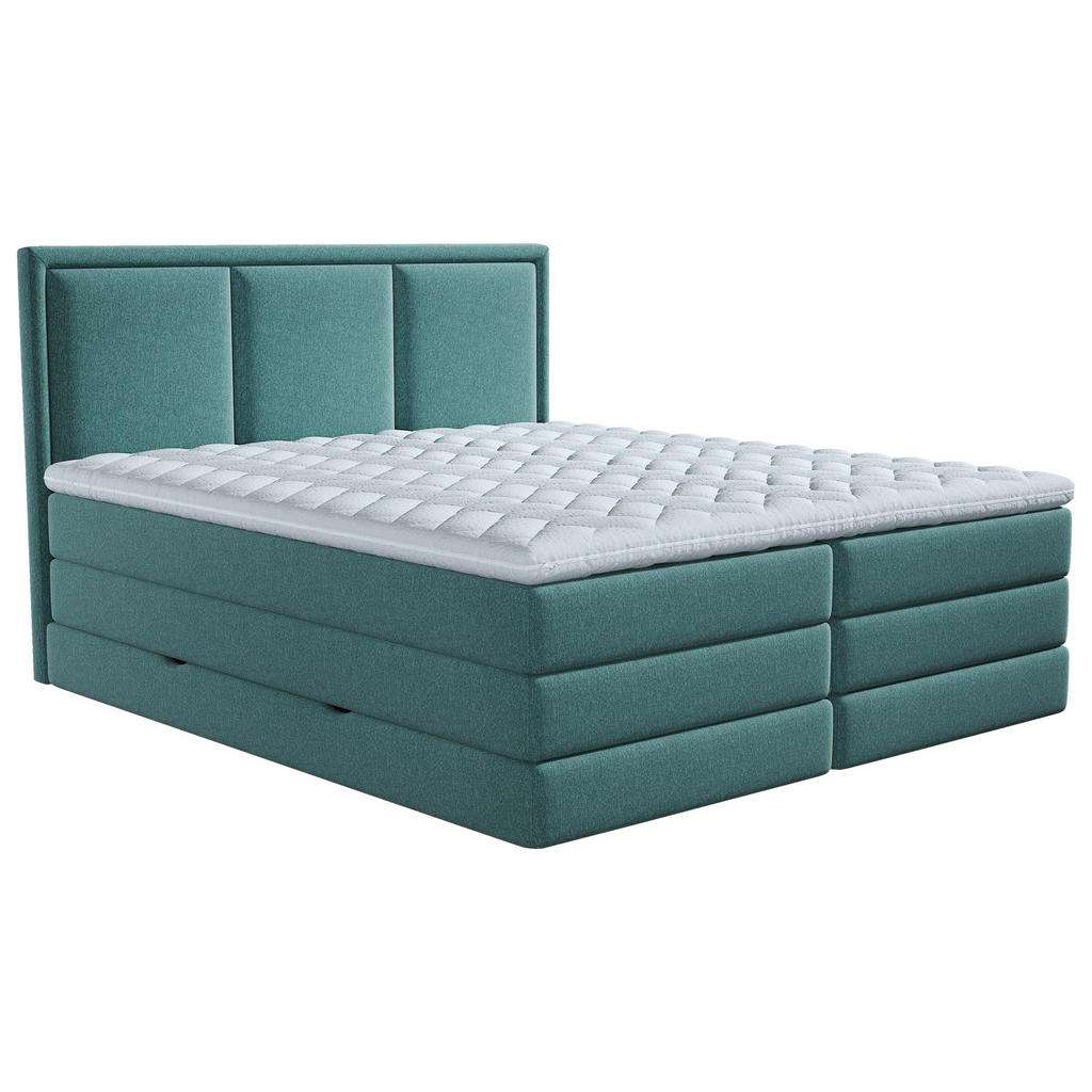 Xora BOXSPRINGBETT Webstoff 180/200 cm INKL. Matratze, Bettkasten, Topper, Türkis