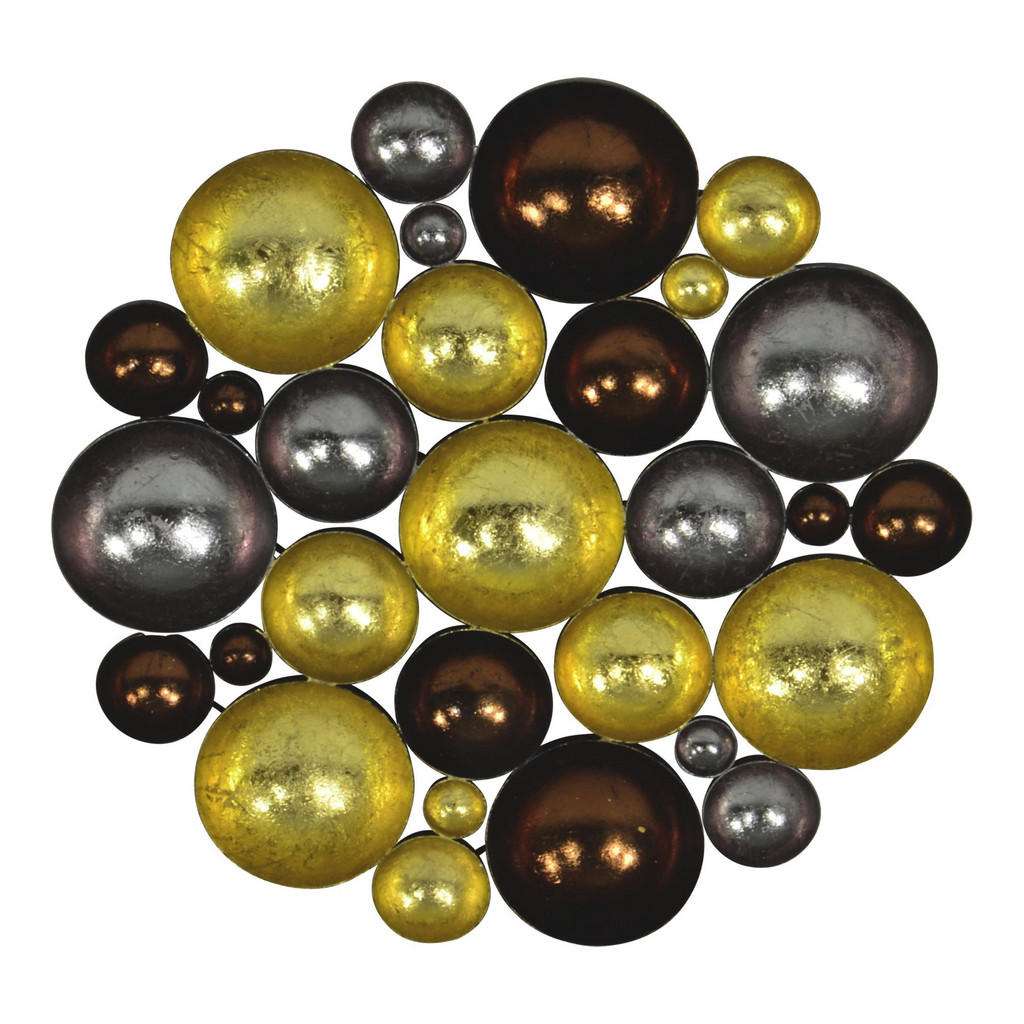 XXXL WANDDEKO Metall, Grau, Gold, Orange
