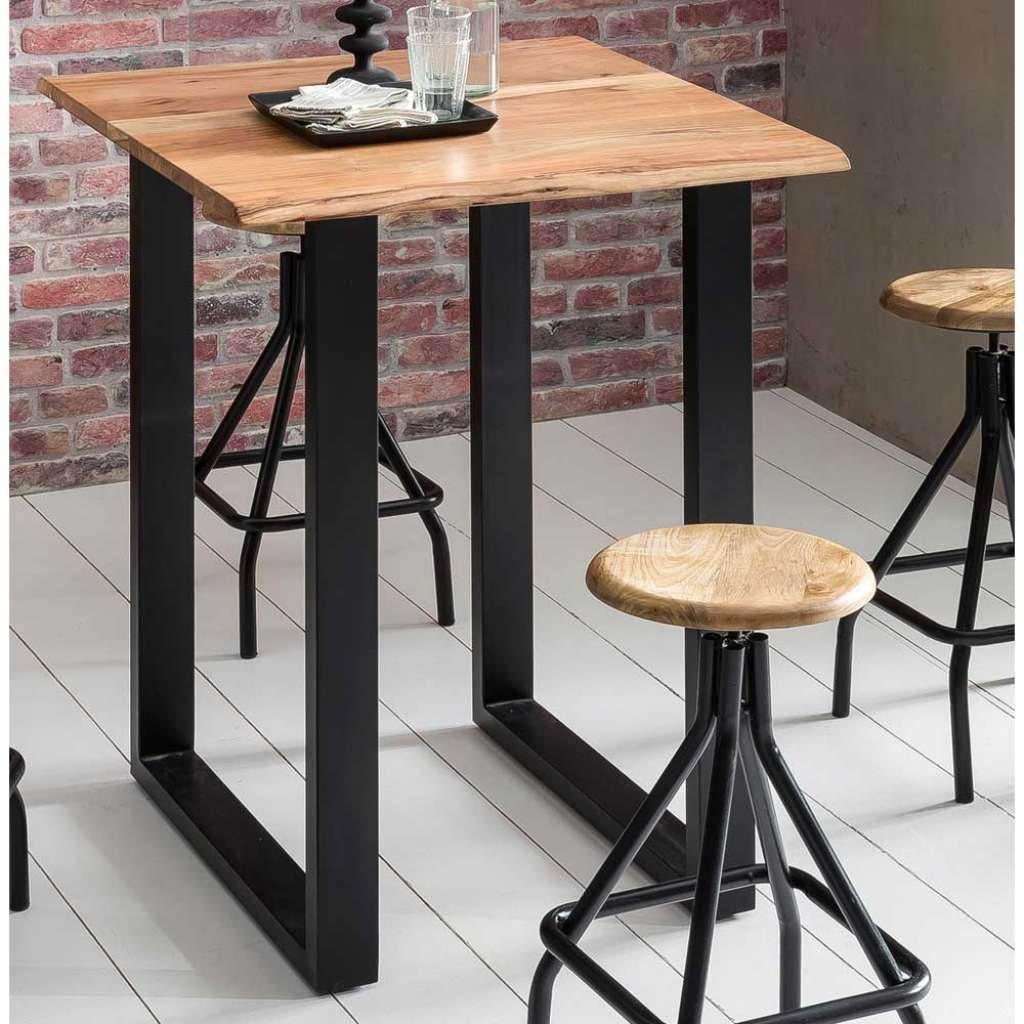 Tresentisch aus Akazie Massivholz und Metall Baumkante