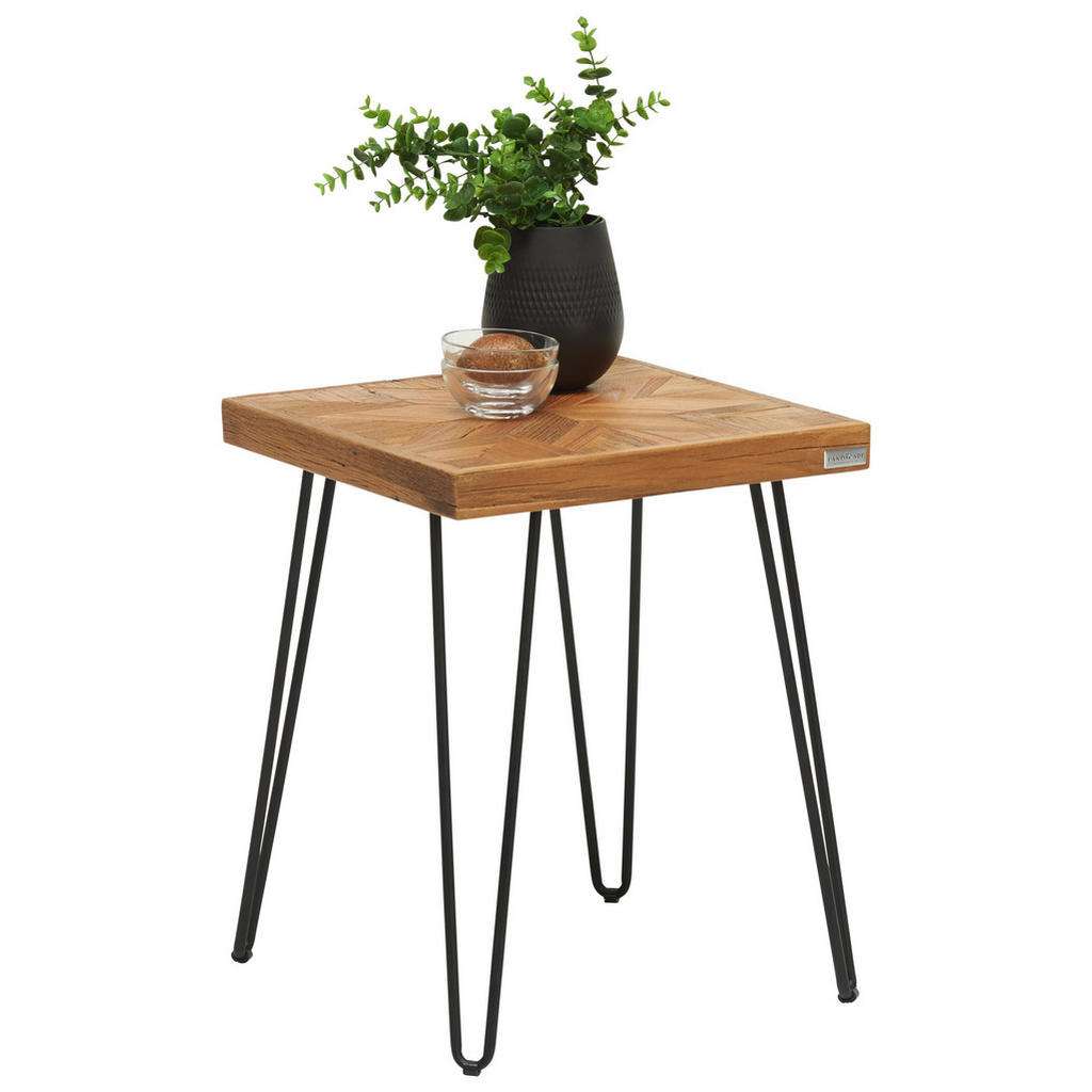 Landscape BEISTELLTISCH Recyclingholz, Ulme furniert, massiv quadratisch Mehrfarbig, Schwarz