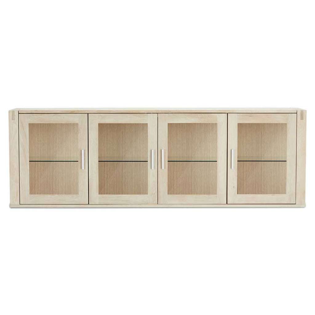 Wandvitrine in Eiche Bianco geseift 4-türig