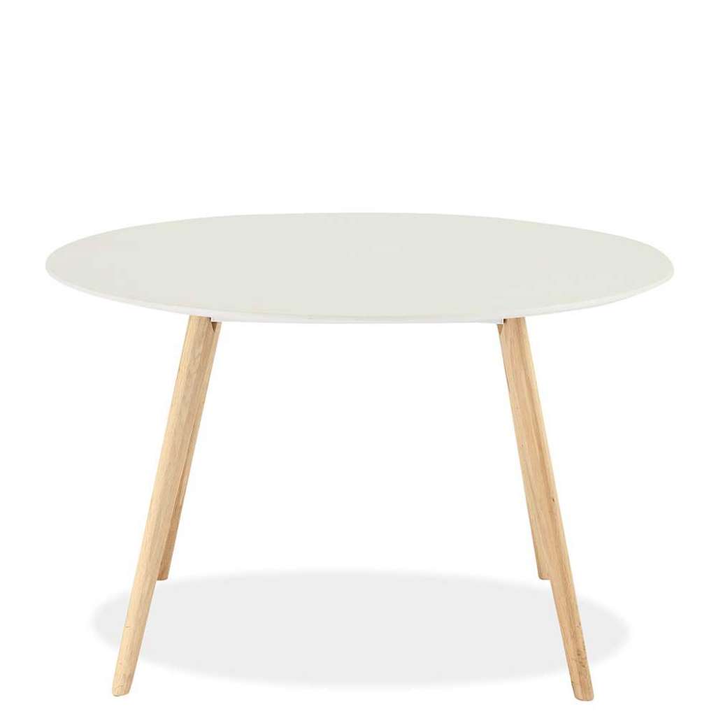 Wohnzimmer Couchtisch in Weiß und Eichefarben rund