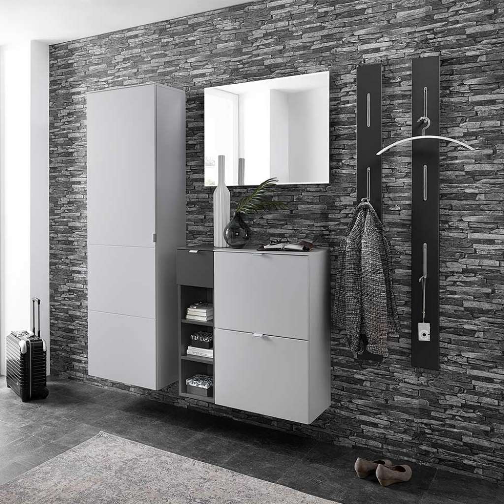 Dielenmöbel Set in Anthrazit und Lichtgrau modern (6-teilig)