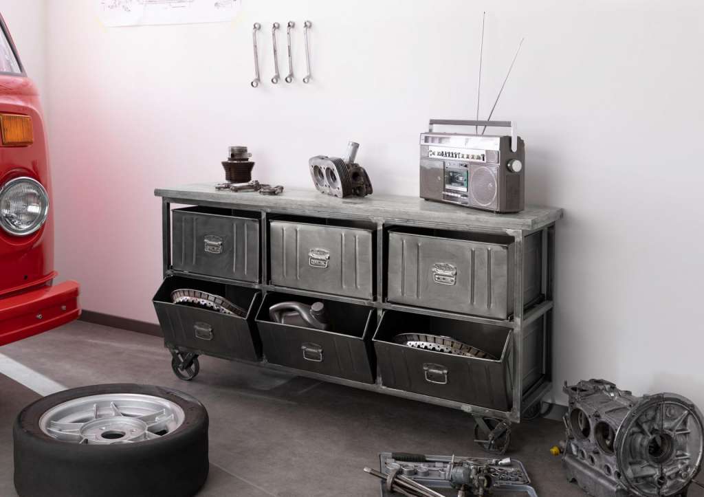 Sideboard Mango 150x44x80 grau lackiert HEAVY INDUSTRY #148