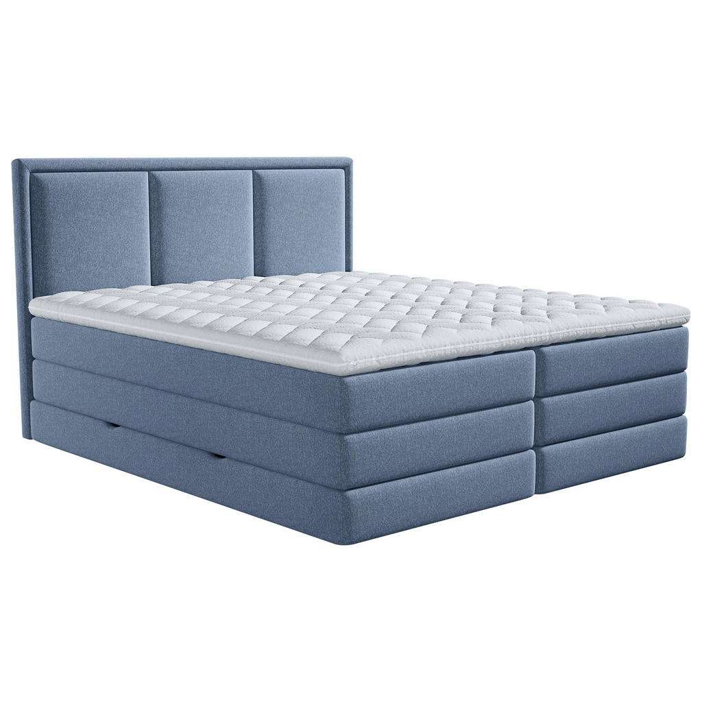 Xora BOXSPRINGBETT Webstoff 160/200 cm INKL. Matratze, Bettkasten, Topper, Blau