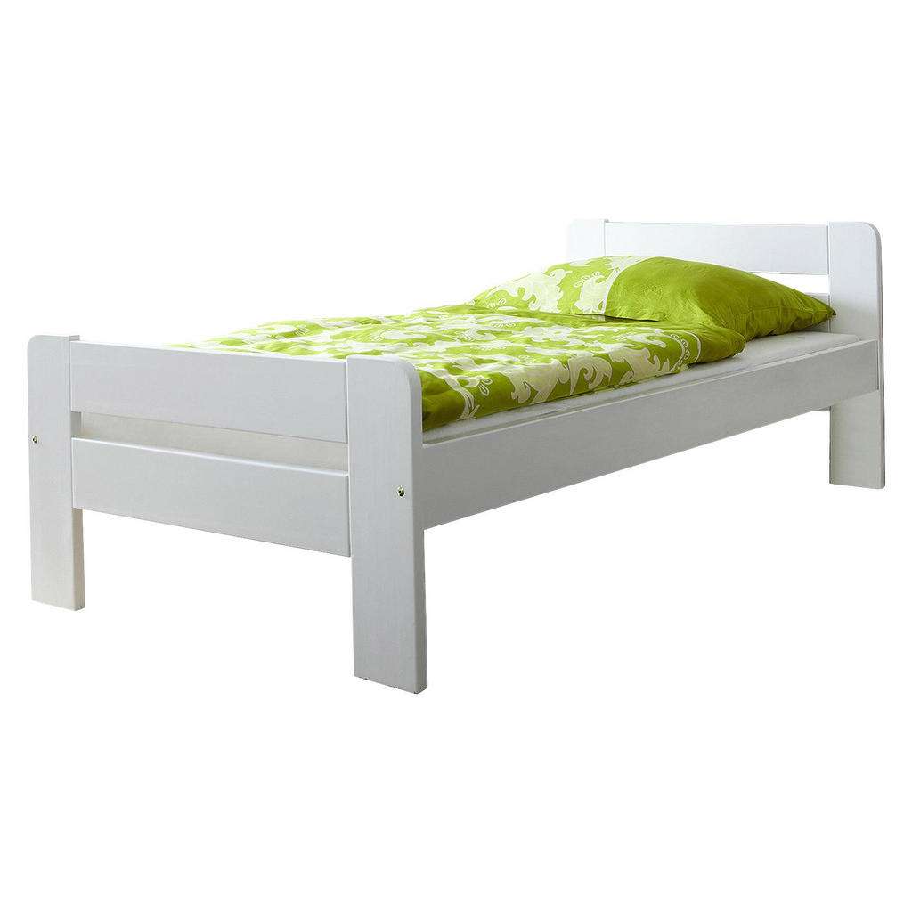 Carryhome BETT Kiefer massiv 100/200 cm, Weiß