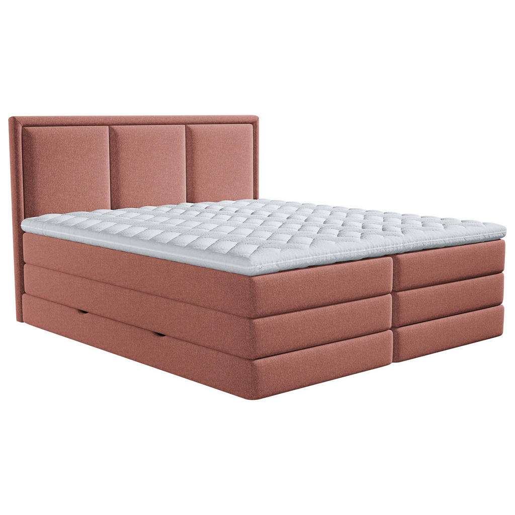 Xora BOXSPRINGBETT Webstoff 200/200 cm INKL. Matratze, Bettkasten, Topper, Rosa