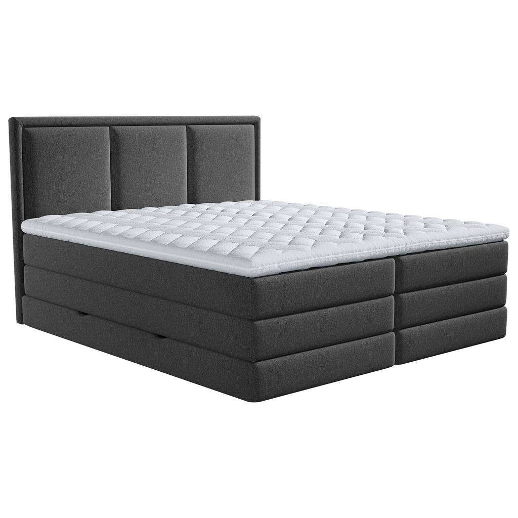 Xora BOXSPRINGBETT Webstoff 180/200 cm INKL. Matratze, Bettkasten, Topper, Grau