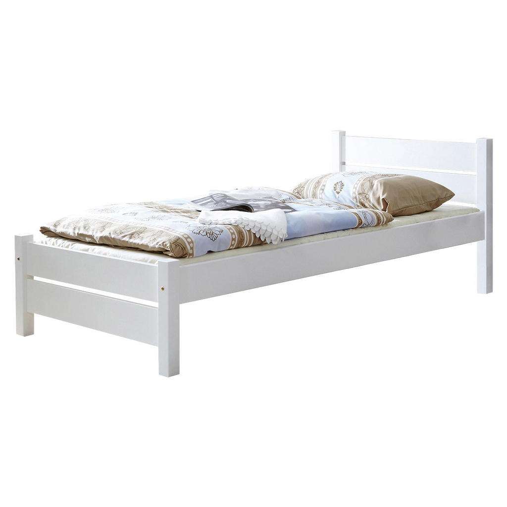 Carryhome BETT Kiefer massiv 90/200 cm, Weiß