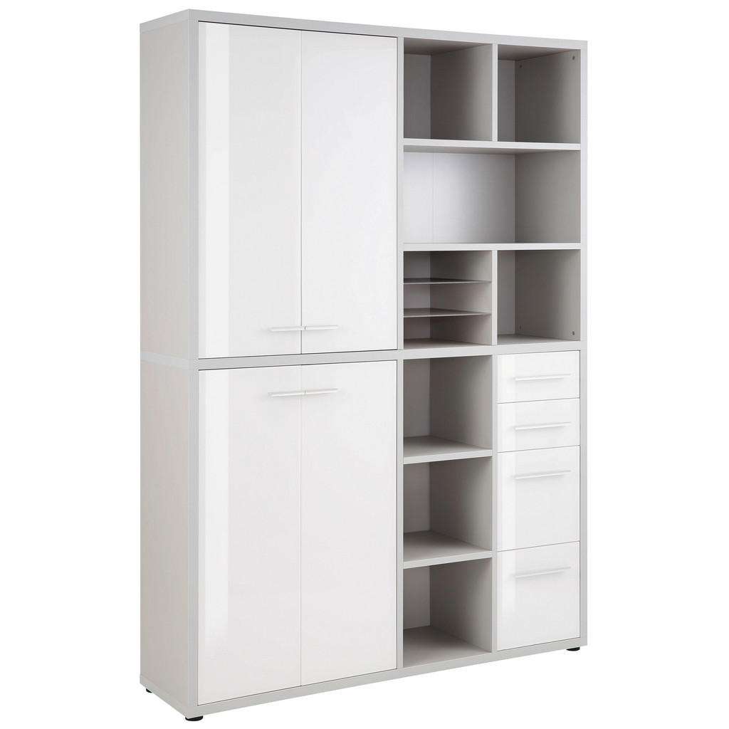 XXXL REGALKOMBINATION Metall, Glas Weiß, Grau