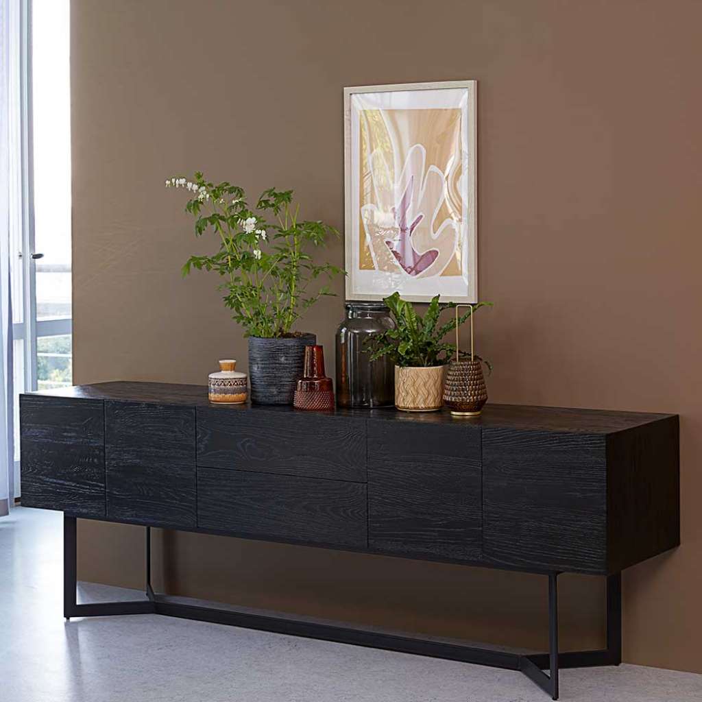 Design Anrichte 200 cm breit Schwarz