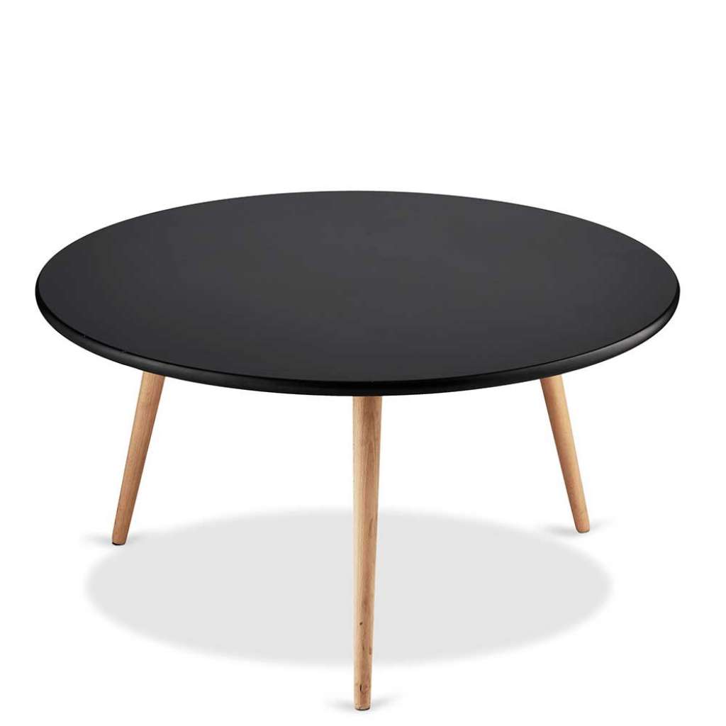 Designercouchtisch in Schwarz und Eichefarben rund
