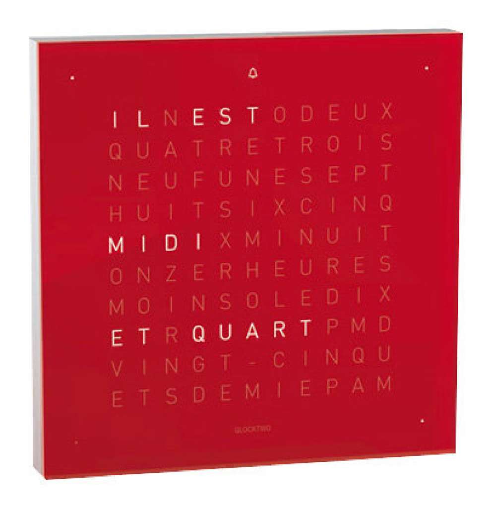 Biegert&Funk - Qlocktwo touch - französisch - Wecker - rot - indoor