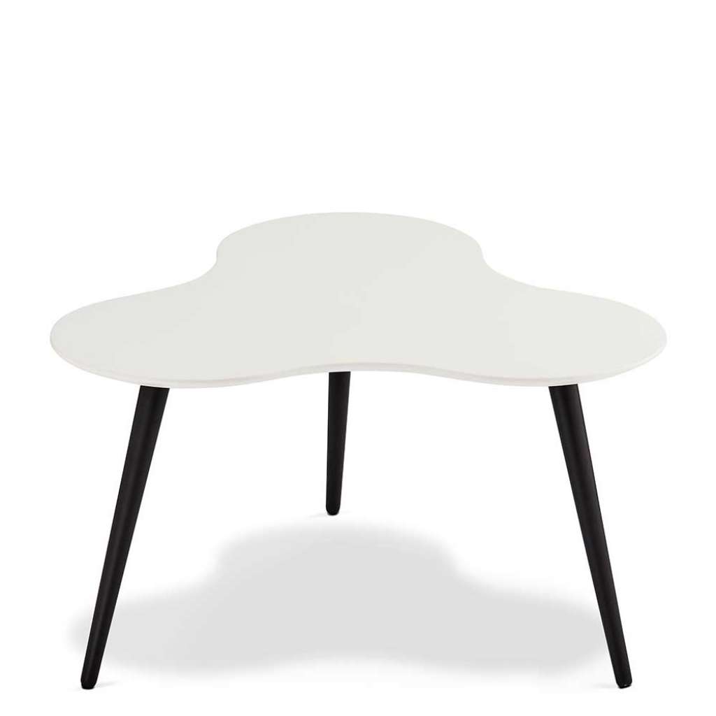 Design Beistelltisch in Schwarz und Weiß gebogener Tischplatte