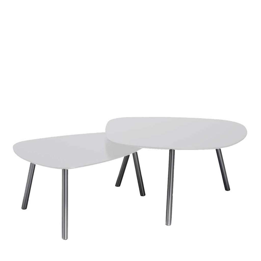 Sofatisch Set in Weiß und Silberfarben Wankelform (2-teilig)