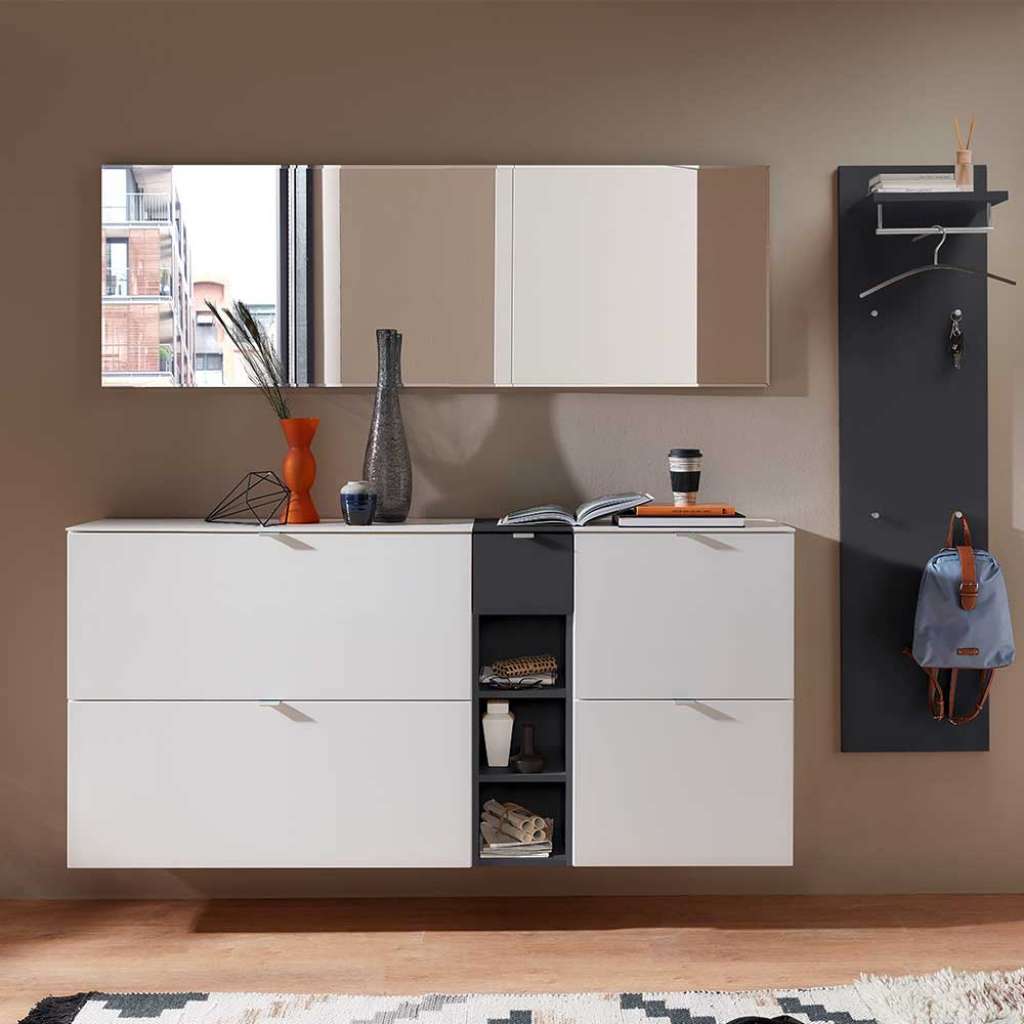 Flurmöbelset in Weiß und Anthrazit modern (5-teilig)