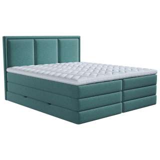 Xora BOXSPRINGBETT Webstoff 140/200 cm INKL. Matratze, Bettkasten, Topper, Türkis