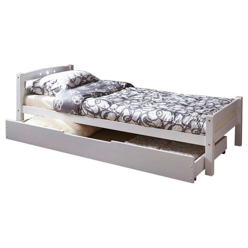 Carryhome BETT Buche massiv 90/200 cm, Weiß