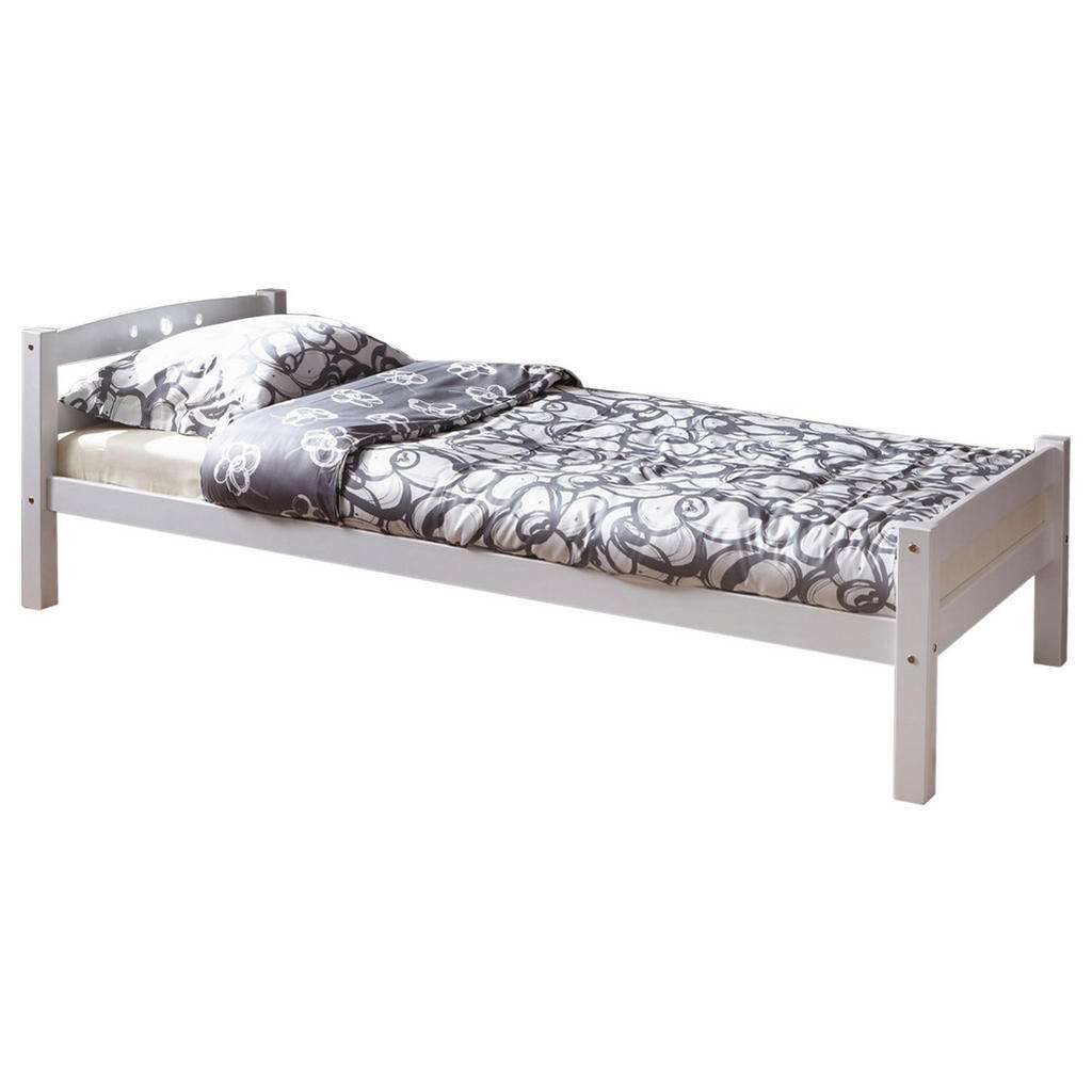 Carryhome BETT Buche massiv 90/200 cm, Weiß