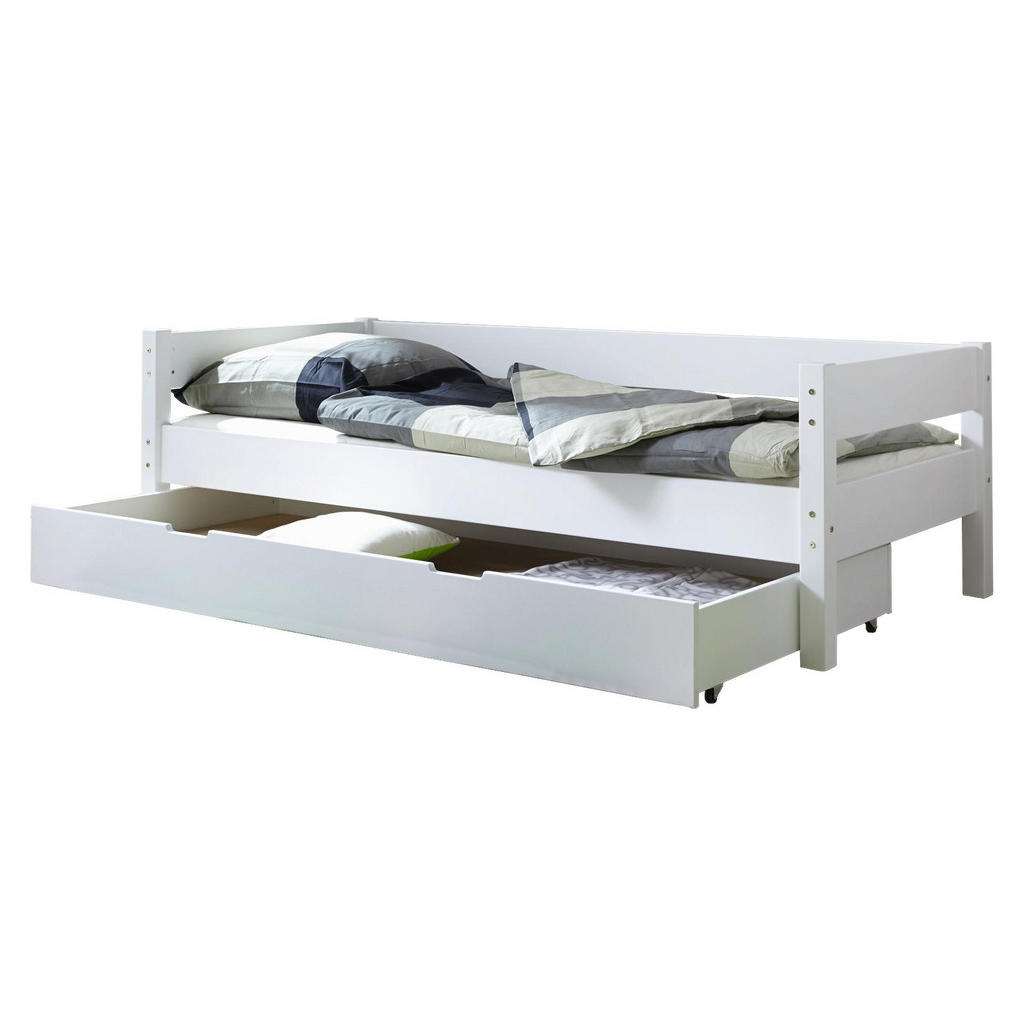 Carryhome BETT Buche massiv 90/200 cm, Weiß