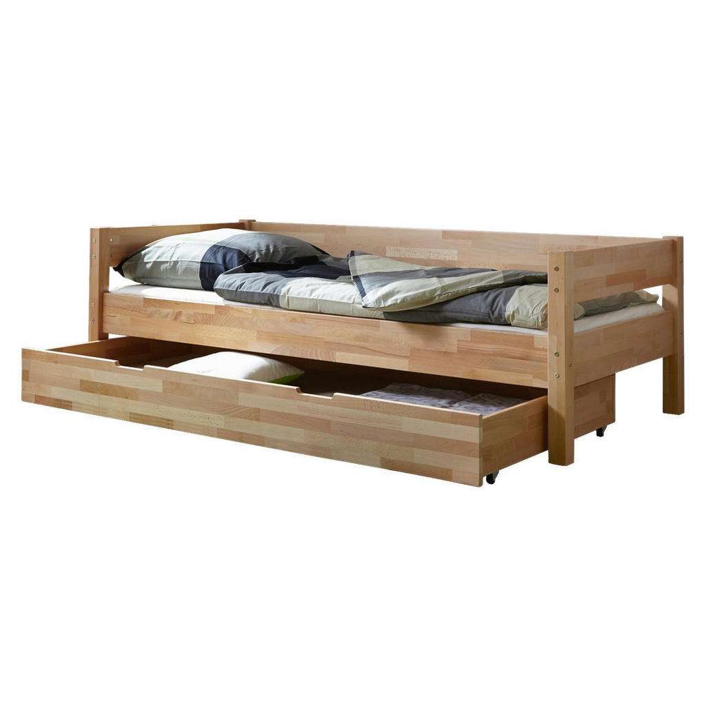 Carryhome BETT Buche massiv 90/200 cm, Braun