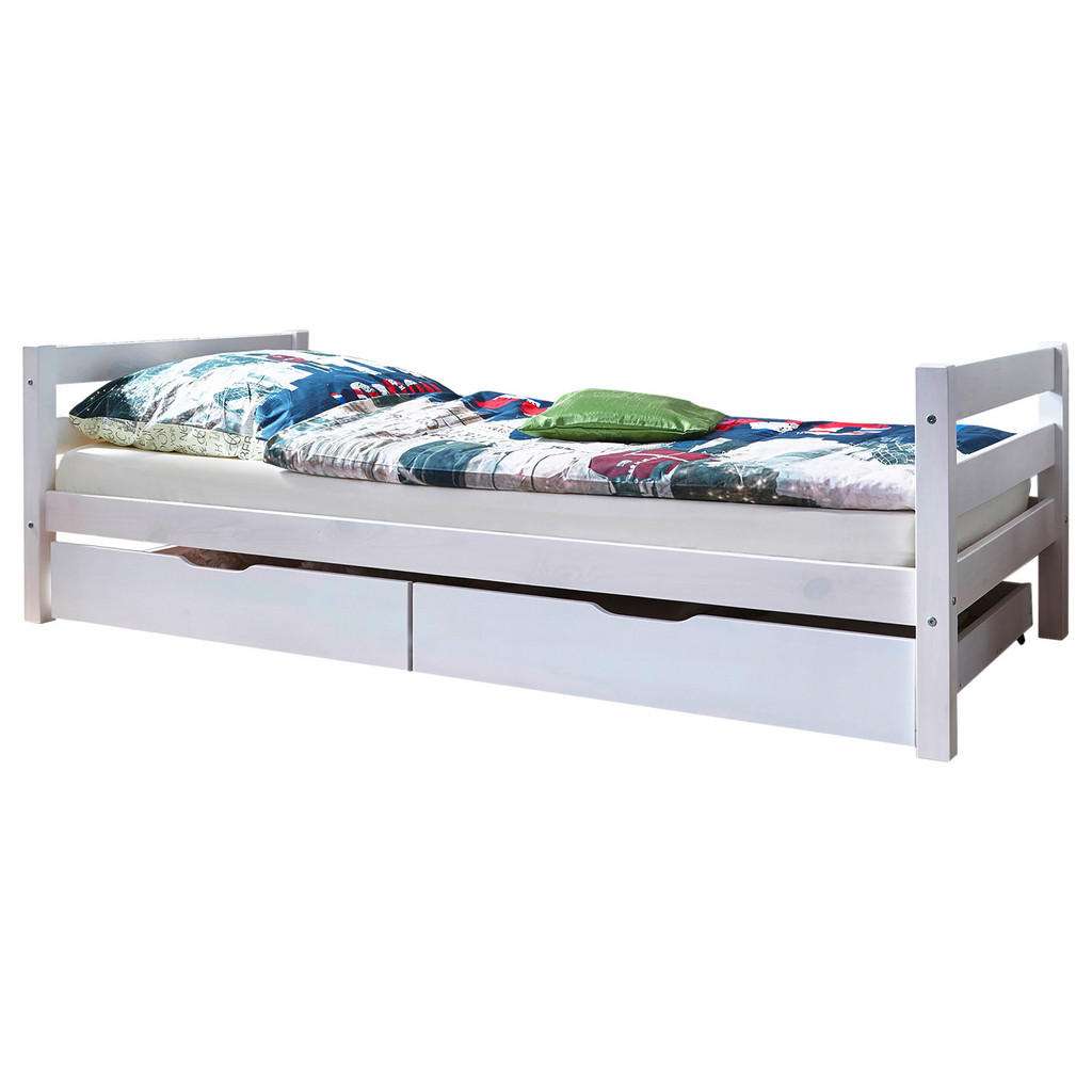 Carryhome BETT Kiefer massiv 90/200 cm, Weiß