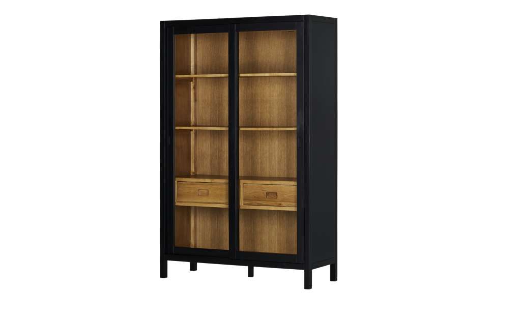 Vitrinenschrank  Hanami ¦ schwarz ¦ Maße (cm): B: 120 H: 185 T: 45 Kommoden & Sideboards > Vitrinen - Höffner